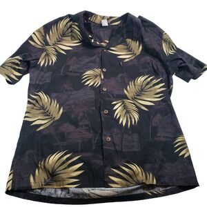 Palmwave Hawaii Mens XL‎ Tropical Leaf Print Short Sleeve Button Up Shirt